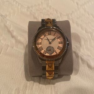 Vince Camuto rose gold and gunmetal watch